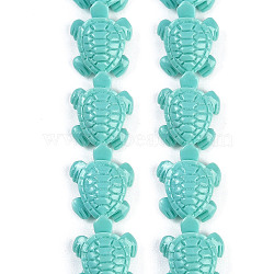 Synthetic Coral Carved Beads Strands, Dyed, Tortoise, Aquamarine, 18.5x16x7.5mm, Hole: 1.2mm, about 20pcs/strand, 13.78''(35cm)(CORA-L020-E-13)