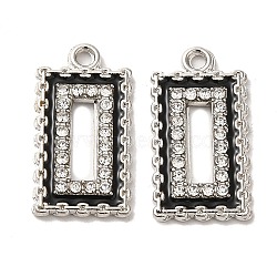 Alloy with Rhinestone Pendants, with Enamel, Rectangle Charms, Platinum, 22.5x12x2mm, Hole: 1.6mm(FIND-B032-21P)