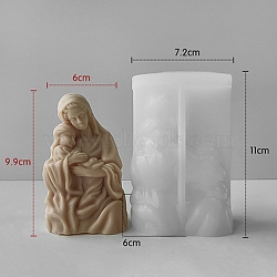 Virgin Mary Goddess Statue Candle Silicone Molds, For DIY Candle Making, White, 114x73x58mm(SIMO-Z004-03B)