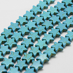 Synthetic Howlite Bead Strands, Dyed, Star, Cyan, 11.5x11.5x4.5mm, Hole: 1mm, about 40pcs/strand, about 15 inch(G-P228-13-12x12mm)