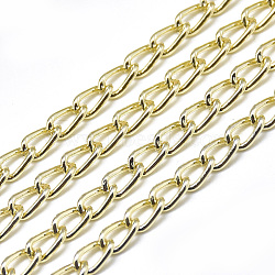 Aluminium Curb Chains, with Spool, Unwelded, Light Gold, 6x3.5x1mm, about 328.08 Feet(100m)/roll(CHA-T001-16LG)