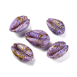 Spray Painted & Drawbench Cowrie Shell Beads, No Hole/Undrilled, Medium Purple, 18.5~23x12.5~16.5x7~8mm(SSHEL-M023-03A)