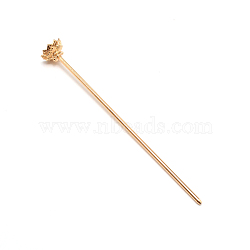 Rack Plating Alloy Hair Stick Findings, with Lotus Flower Shape Bead Caps, Light Gold, 125mm(FIND-WH0247-03B-KCG)