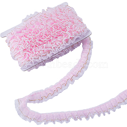 10M Polyester Polka Dot Lace Ribbons, Ruffled Lace Trim for Costume Decoration, Pearl Pink, 1-3/8 inch(35mm)(OCOR-GF0003-35B)