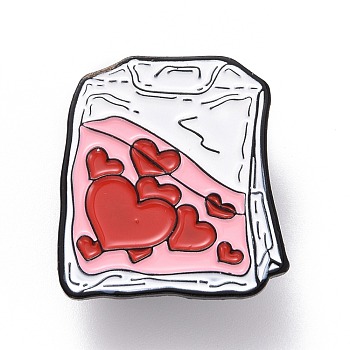 Heart Pattern WEnamel Pin, Infusion Apparatus Shape Enamel Brooch for Backpack Clothes, Electrophoresis Black, Pearl Pink, 25.5x23.5x10.5mm, Pin: 1mm.