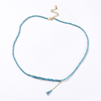 Natural Howlite Pendant Necklaces, with Brass Findings, Dyed, Faceted, 15.9 inch~16.5 inch(40.5~42cm), Beads: 0.3mm and 2mm, Pendant: 50x4mm