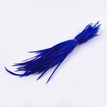 Goose Feather Costume Accessories, Dyed, Blue, 150~265x3~4mm, about 100pcs/bundle