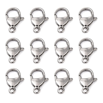 Polished 304 Stainless Steel Lobster Claw Clasps, Parrot Trigger Clasps, Stainless Steel Color, 16x11x5mm, Hole: 2mm