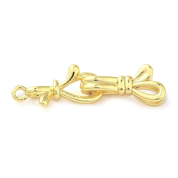 Rack Plating Brass Fold Over Clasps, Long-Lasting Plated, Lead Free & Cadmium Free, Real 18K Gold Plated, 30x18x6mm, Hole: 1.5mm