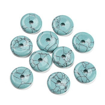 Synthetic Turquoise Dyed China Safety Buckle Pendants, 15~16x3~4mm, Hole: 3mm