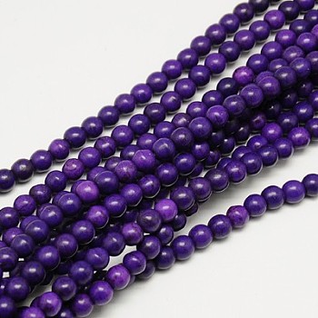 Synthetic Turquoise Beads Strands, Dyed, Round, Indigo, 8mm, Hole: 1mm, about 50pcs/strand, 15.35 inch