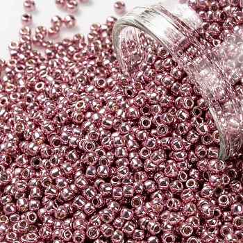 TOHO Round Seed Beads, Japanese Seed Beads, (PF553) PermaFinish Pink Lilac Metallic, 11/0, 2.2mm, Hole: 0.8mm, about 50000pcs/pound
