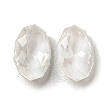 Glass Rhinestone Cabochons, Point Back & Back Plated, Faceted, Oval, Crystal, 10x6.5x4mm