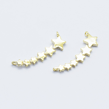 Long-Lasting Plated Brass Links connectors, Real 18K Gold Plated, Nickel Free, Star, 20x7x1.5mm, Hole: 1mm