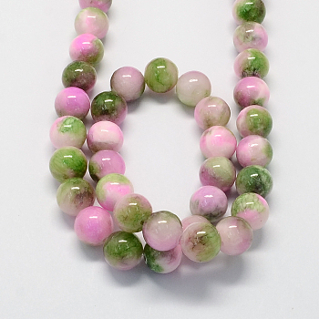 Natural Dyed White Jade Gemstone Bead Strands, Round, Sea Green, 8mm, Hole: 1mm, about 50pcs/strand, 15.7 inch
