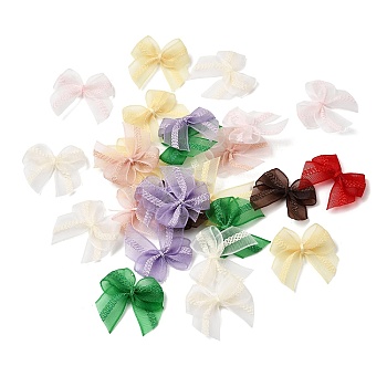 Polyester Bowknot Sew on Ornament Accessories, for DIY Jewelry Making Craft, Mixed Color, 25x25x2.5mm, 50pcs/bag