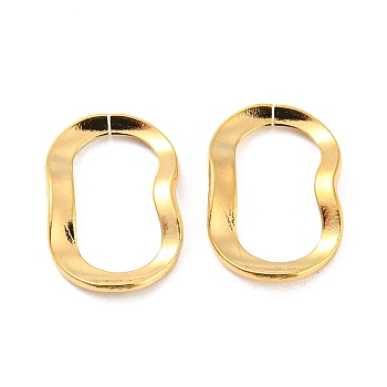 304 Stainless Steel Linking Rings, Quick Link Connector, Wavy Oval, Real 18K Gold Plated, 13x9x1.3mm, Inner Diameter: 10x5mm