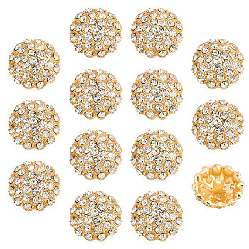 14pcs 1-Hole Alloy Shank Button, with Rhinestone, Flower, Golden, 23.5x12.5mm, Hole: 2.3mm