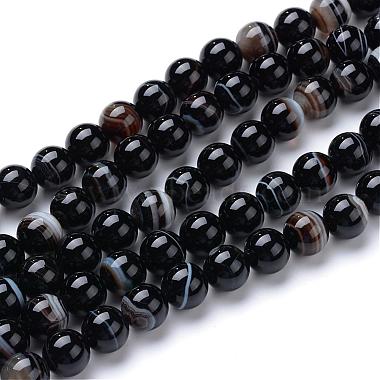 10mm Black Round Banded Agate Beads