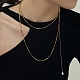 304 Stainless Steel Round Snake Chain Necklace with Acrylic Pearl Tassel Charm for Women(NJEW-P271-07G)-4