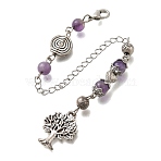 Alloy Tree Dowsing Pendulums, with Rack Plating Brass Findings and Natural Amethyst Beads, 187mm(G-M447-01ASP-03)