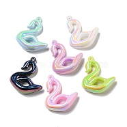 UV Plating Acrylic Pendants, Swan, Mixed Color, 49x42x18mm, Hole: 3mm(PACR-C006-22)