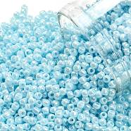 TOHO Round Seed Beads, Japanese Seed Beads, (124) Opaque Luster Pale Blue, 11/0, 2.2mm, Hole: 0.8mm, about 1103pcs/10g(X-SEED-TR11-0124)