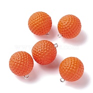 Plastic Pendants, with Platinum Tone Iron Loops, Uneven Tennis and Rugby, Dark Orange, 23x20mm, Hole: 2mm(KY-M002-01D)