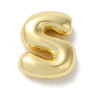 Brass Pendants, Long-Lasting Plated, Real 18K Gold Plated, Letter S, 10x8x3.5mm, Hole: 1.4mm(KK-S391-02G-S)