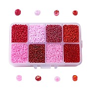 12/0 Glass Seed Beads, Ceylon Round  Loose Spacer Beads, 2mm, Red, 2mm, Hole: 1mm, about 12500pcs/box(SEED-X0050-2mm-05)