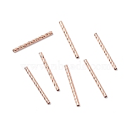Rack Plating Brass Straight Tube Beads, Cadmium Free & Lead Free, Long-Lasting Plated, Rose Gold, 19.5~20x1.5mm, Hole: 0.9mm(KK-WH0061-03C-RG)