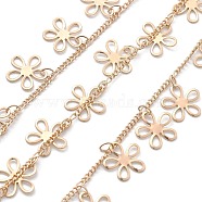 Handmade Brass Flower Chains, for Necklaces Bracelets Making, Long-Lasting Plated, Soldered, with Spool, Light Gold, 2x1.5x0.4mm, about 16.40 Feet(5m)/Roll(CHC-L051-01KCG)