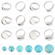 DIY Synthetic Turquoise Adjustable Ring Making Kit, Including 304 Stainless Steel Pad Ring Setting, Synthetic Turquoise Cabochons, Cabochons: 24pcs/box(DIY-UN0003-12)