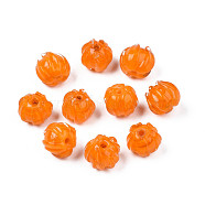 Handmade Lampwork Beads, Flower, Orange, 10~11x11.5~12.5mm, Hole: 1.2mm(LAMP-T016-11I)