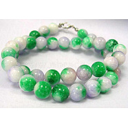 Violet/Green/White Jade Necklace–18 inch, bead: 10mm(X-JN002)