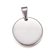 304 Stainless Steel Pendants, Stamping Blank Tag, Flat Round, Stainless Steel Color, 25x1.5mm, Hole: 10x4.5mm(STAS-I135-29P)