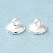 Brass Bead Cap Pendant Bails, for Globe Glass Bubble Cover Pendants, Vail, Lid, Silver, 8x6mm, Hole: 1mm(KK-E446-02S)