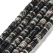 Natural Black Netstone Beads Strands, Rondelle, 6~6.5x2~2.5mm, Hole: 1.2mm, about 156~158pcs/strand, 15.12~15.20 inch(38.4~38.6cm)(G-G084-A09-01)