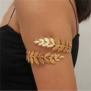 Leaf Alloy Arm Cuff Bangles for Women, Golden, Inner Diameter: 2-3/4~3-1/8 inch(7~8cm)(FS-WG391C2-01)