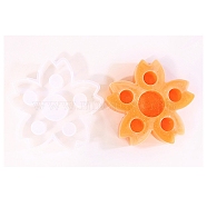 Silicone Mold, Epoxy Resin Craft Making, Perforated Candle Holder, White, Flower, 155x155mm, Inner Diameter: 20~40mm(SIMO-S002-05C)