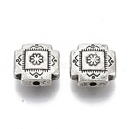 Tibetan Style Alloy Beads, Cadmium Free & Lead Free, Cross, Antique Silver, 12x12x5mm, Hole: 1.6mm, about 359pcs/1000g(TIBE-S320-130AS-LF)
