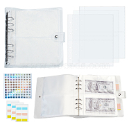 Cash Savings Budget Planner Book Binder Making Kit, Including 1 Book PVC Loose Leaf Pocket Binder Books, Self Adhesive Digital Label Sticker, Paper Stickers, Mixed Color, 196x190x23mm, Inner Diameter: 130x90mm, 25 sheets/book(DIY-GA0006-21)