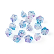 Electroplate Glass Beads, Trumpet Flower, Deep Sky Blue, 8.5x8x5.5mm, Hole: 1mm(X-EGLA-I012-B02)