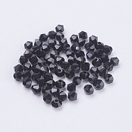 Imitation Austrian Crystal Beads, Grade AAA, Faceted, Bicone, Black, 3x3mm, Hole: 0.7~0.9mm(SWAR-F022-3x3mm-280)