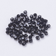 Imitation Austrian Crystal Beads, Grade AAA, K9 Glass, Faceted, Bicone, Black, 3x3mm, Hole: 0.7~0.9mm(SWAR-F022-3x3mm-280)