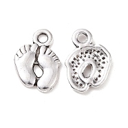 Tibetan Style Alloy Charms, Cadmium Free & Nickel Free & Lead Free, Foot Print, Antique Silver, 14mm long, 10mm wide, 2mm thick, hole: 2mm(X-LF10517Y-NF)
