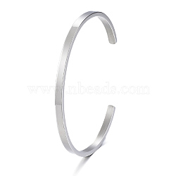 304 Stainless Steel Cuff Bangles, Minimalist Simple Open Bangles, Stainless Steel Color, Inner Diameter: 2-1/2x2 inch(6.1~6.5x5.1cm)(BJEW-K173-02P)