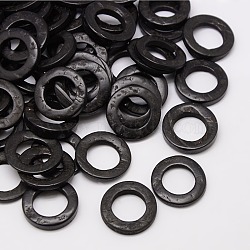 Dyed Wood Jewelry Findings Coconut Linking Rings, Black, 20~23x2~5mm(X-COCO-O006C-07)