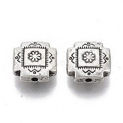 Tibetan Style Alloy Beads, Cadmium Free & Lead Free, Cross, Antique Silver, 12x12x5mm, Hole: 1.6mm, about 359pcs/1000g(TIBE-S320-130AS-LF)