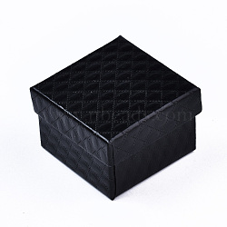 Cardboard Jewelry Boxes, for Ring, Earring, Necklace, with Sponge Inside, Square, Black, 5~5.1x5~5.1x3.3~3.4cm(CBOX-S021-002C)